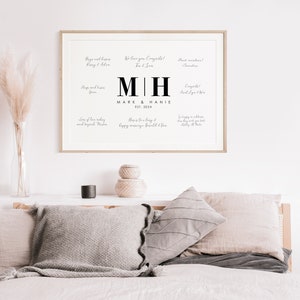 Initial Letters Wedding Guestbook, Monogram Signature Guest Book, Minimalist Wedding Home Decor Gift, Modern Wedding Guestbook CGB435 image 3