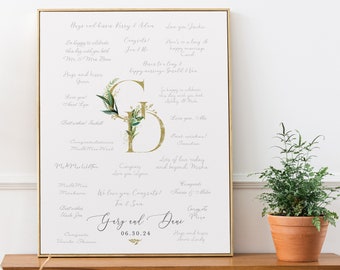 Wedding Monogram Guestbook, Custom Signature Guest Book, Botanical Wedding Signature Guest Book Alternative, Monogram Wedding Decor - CGB427