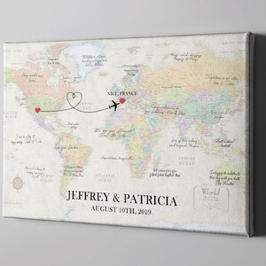 World Map Guest Book, Rustic Travel Themed Destination Wedding, Wedding Gift for Couple, Anniversary Gift for Parents Home Decor - CGB236