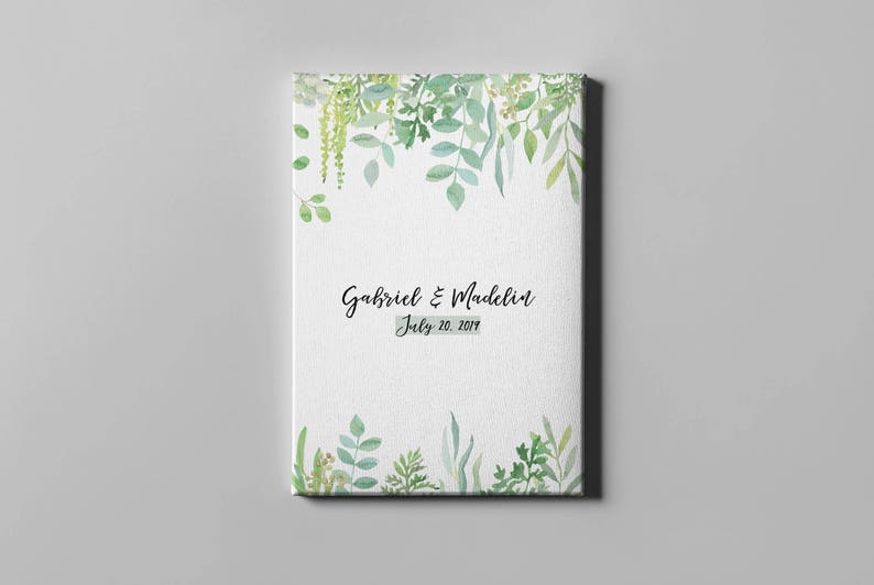 Garden Wedding Gift Idea -CGB188 SALE 50/% Off Canvas Guest Book Greenery Leaves Guest Book Alternative Summer Foliage Signature GuestBook