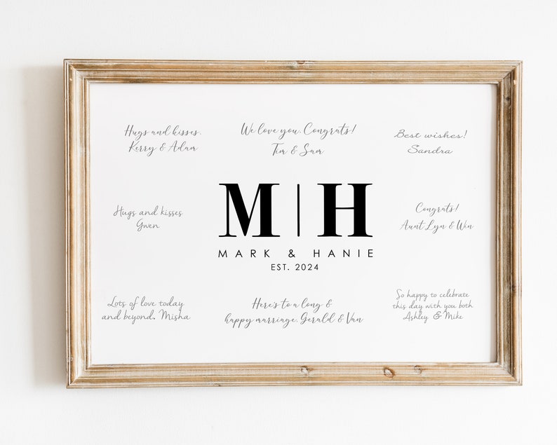 Initial Letters Wedding Guestbook, Monogram Signature Guest Book, Minimalist Wedding Home Decor Gift, Modern Wedding Guestbook CGB435 image 7