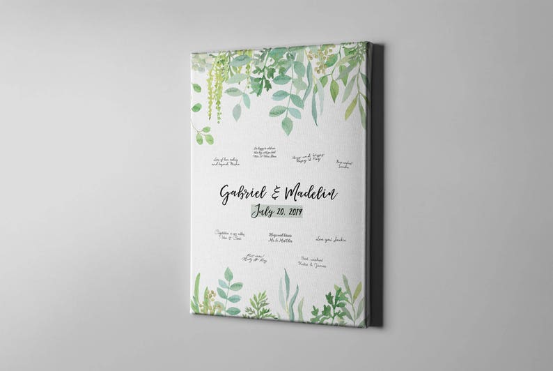 Garden Wedding Gift Idea -CGB188 SALE 50/% Off Canvas Guest Book Greenery Leaves Guest Book Alternative Summer Foliage Signature GuestBook