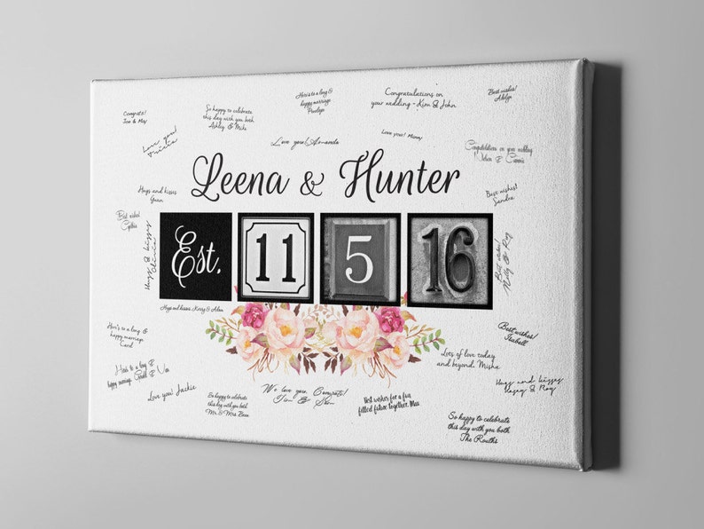 Bridal Shower Gift Ideas for Bride to be SALE 50/% Off Canvas Guest Book Wedding Canvas Guest Book Elegant Boho Floral Guest Book CGB24