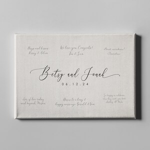 Elegant Script Wedding Guestbook, Modern Signature Canvas Guest Book ...