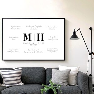 Initial Letters Wedding Guestbook, Monogram Signature Guest Book, Minimalist Wedding Home Decor Gift, Modern Wedding Guestbook CGB435 image 5