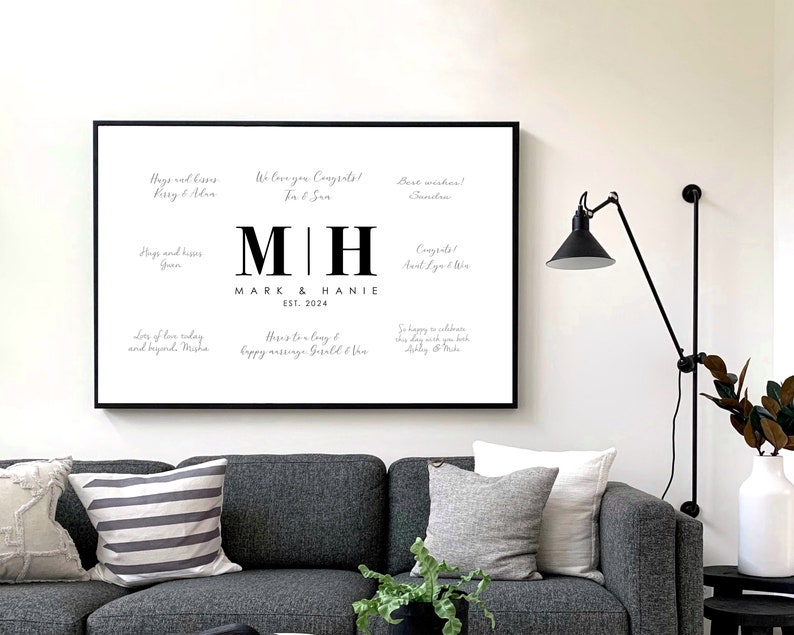 Initial Letters Wedding Guestbook, Monogram Signature Guest Book, Minimalist Wedding Home Decor Gift, Modern Wedding Guestbook CGB435 image 5