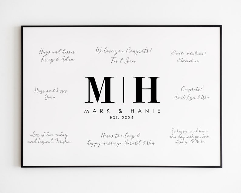 Initial Letters Wedding Guestbook, Monogram Signature Guest Book, Minimalist Wedding Home Decor Gift, Modern Wedding Guestbook CGB435 image 1
