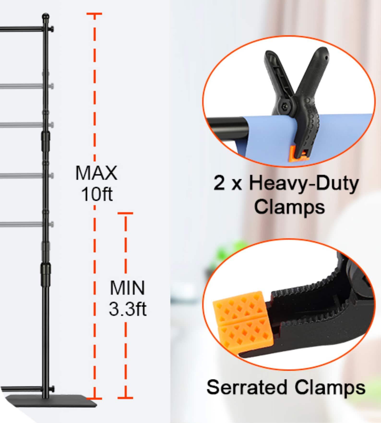 10ftx10ft Adjustable Heavy Duty Backdrop Stand, Photobooth Stand With ...