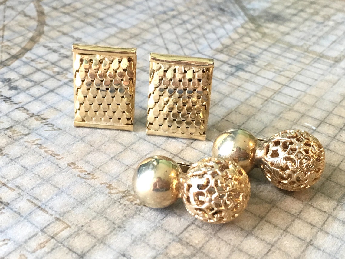 Vintage gold clip earring set / clip texturizado en pendientes Etsy