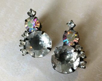 Pendientes de pedrería claros / Pendientes de clip de racimo / Aurora Boreal