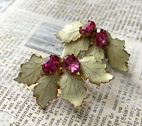 Pink Rhinestone Enamel Earrings | SANDOR Cluster … - image 6