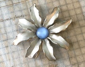Vintage Brosche Kramer | Blaue Moonglow Silvertone Hollywood Glam Pin