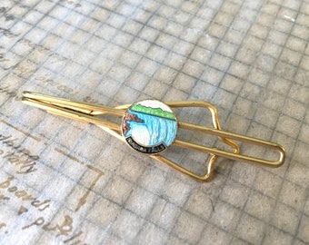 Vintage Niagara Falls Tie Bar / Souvenir Jewelry Tie Slide Accesorios para hombre Esmalte