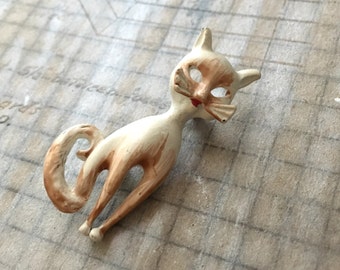 Broche vintage de gato esmaltado / Broche figurativo de mediados de siglo