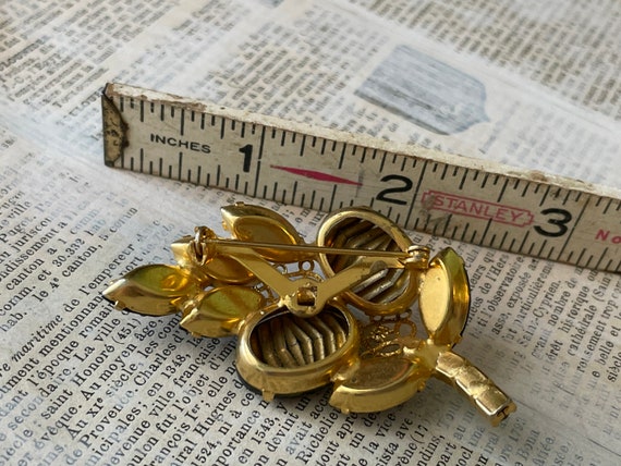 Vintage Rhinestone Leaf Brooch | Mod Midcentury S… - image 5