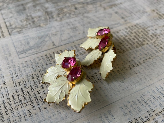 Pink Rhinestone Enamel Earrings | SANDOR Cluster … - image 3