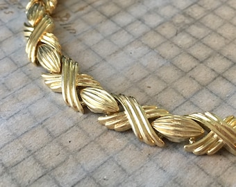 Vintage Gold Gliederarmband | X Gliederarmband gewebte Struktur