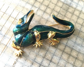 Broche de cocodrilo de esmalte vintage - Pin de reptil