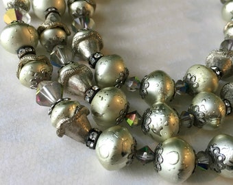 Vintage Graduado Collar de Cuentas / Aurora Borealis Vidrio Rhinestone Multistrand Vintage Wedding Prom Joyería / Arte