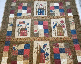 Country house flannel throw quilt