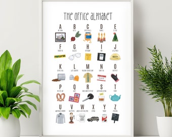 The Office Alphabet Poster - L’alphabet de l’émission Office TV, téléchargement numérique, art mural The Office, cadeau parfait pour les fans de The Office