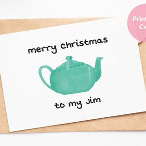 The Office Christmas Card, Printable Holiday Card, Jim and Pam Teapot Card for husband or boyfriend