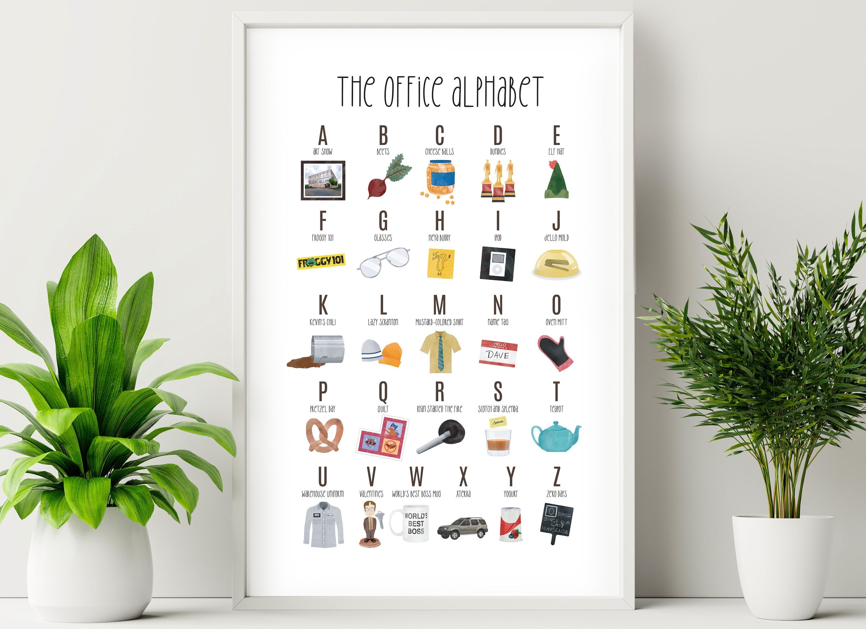 【額縁付き】ジオフィス the office 映画 A2ポスター The Office Alphabet Poster - the Office TV Show Alphabet