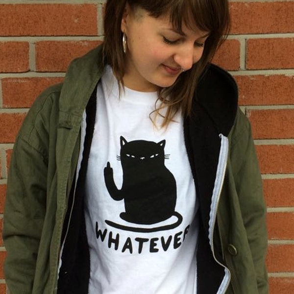 Wat cat t-shirt - Cattitude t-shirt in het wit - Lovestruck prints <3
