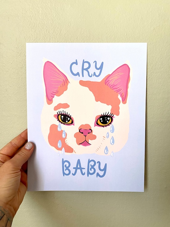 Bebe lloron Lovestruck Print Impresion 8 x10 arte del gato arte queer