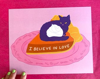 I believe in love - 8 x 10 print - Lovestruck prints - cat art