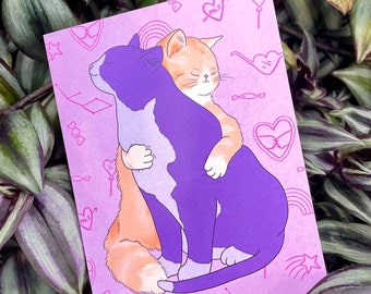 Friendship card - cat love greeting card - queer cats - Lovestruck prints