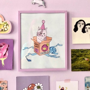 Sweet baby cat - Lovestruck Print - 8 x10 print - Cat in a box - cattitude - queer art