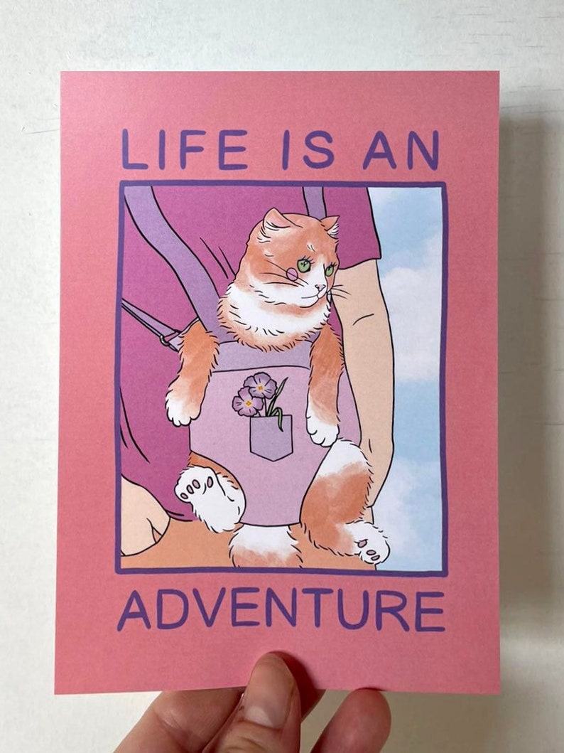 Adventure 5x7 print Lovestruck Prints cat art image 1