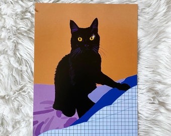 Black cat #2 - Lovestruck Print - 8 x10 print - Cat art - cattitude - queer art