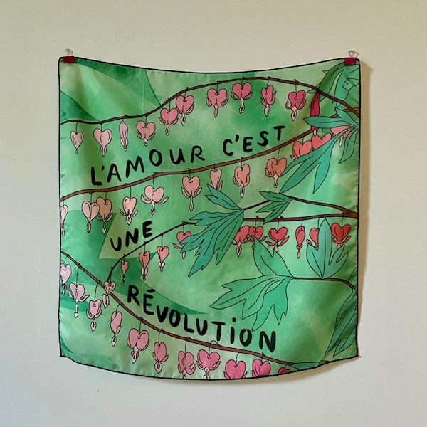 Love Is A Revolution - 16x16 inch Silk Scarf - Made To Order