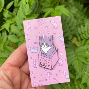 VERY BUSY cat pin Lovestruck prints enamel pin image 3