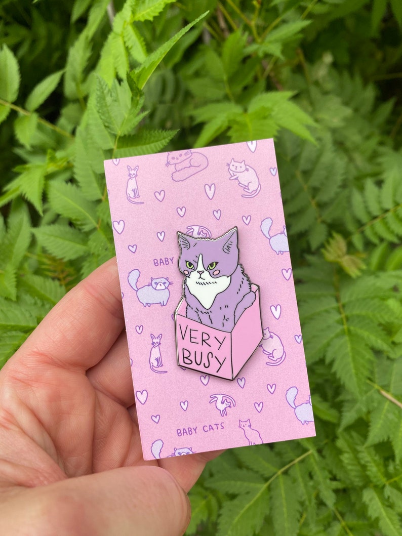 VERY BUSY cat pin Lovestruck prints enamel pin image 3