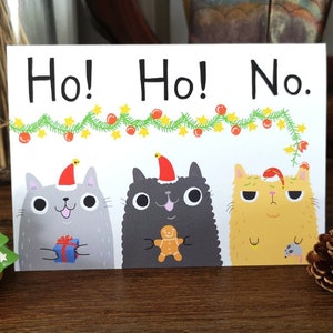Cartão de Natal Ho Ho No // Cartão de Natal do Gato Mal-humorado // Cartão de Natal do Gato Engraçado // Cartão de Natal do Gato Feliz