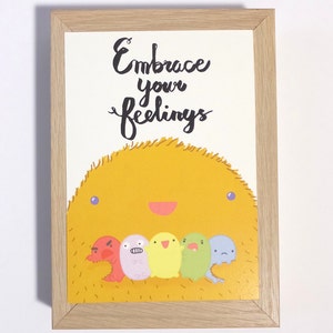 Embrace your feelings be positive postcard small print