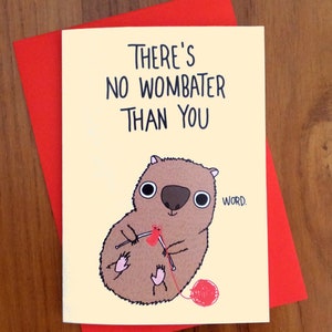 Grappige wombat-liefdeskaart // Er is niemand beter dan jij // grappige wombat-verjaardagskaart // Wombat-valentijnskaart