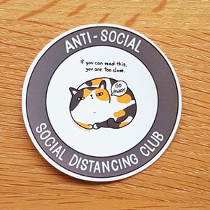 Anti-social social distancing club cat sticker image 1