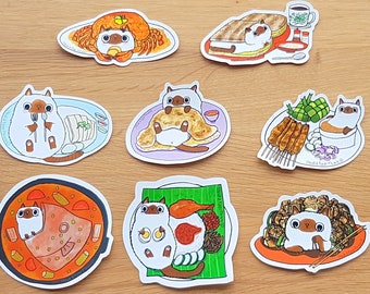 Greedy Cat Stickers // Singapore Food Cat Stickers // Tam Jiak Cat Stickers