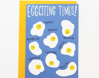 Funny Egg card // Cute egg card // Exciting Times! Congratulatory Card Encouragement Card Egg puns