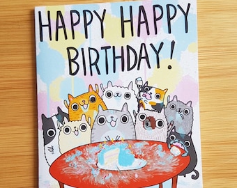 Funny Birthday Cat Card // Happy Birthday Cat Card