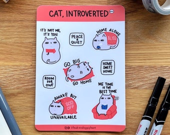 Introvert Cat Sticker sheet // cat planner sticker // Cat, Introverted