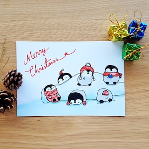 Baby Penguin Navidad Postal // Linda Penguin Navidad Postal