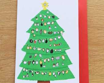 Cat Christmas Tree Card // Cat Christmas Card