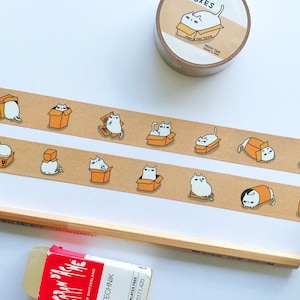 Cat & Boxes Washi Tape // Cat Boxes Washi Tape // Funny Cat Box Washi Tape
