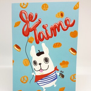 Cartão eu te amo // cartão je taime // cartão de amor Bulldog Francês // cartão de amor pão