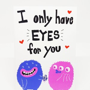 Funny Love Card // Only have eyes for you love monster card // Monster Love card